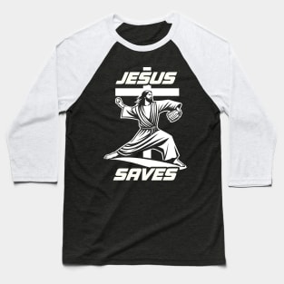 Funny Jesus Saves Christian Baseball Pitcher Coach Fan Baseball T-Shirt